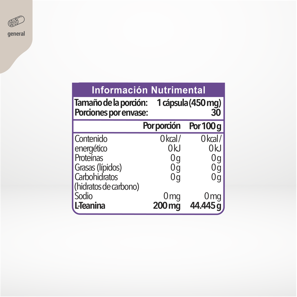 L-TEANINA 30 CÁPSULAS DE 450 MG